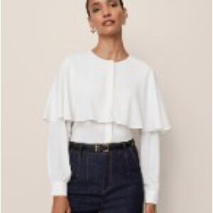 Ann Taylor cream Capelet Overlay Blouse Medium